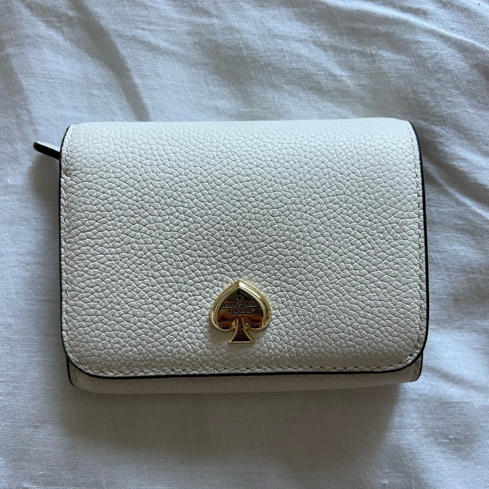 Kate Spade Kayla Small L-Zip Wallet Cream Leather